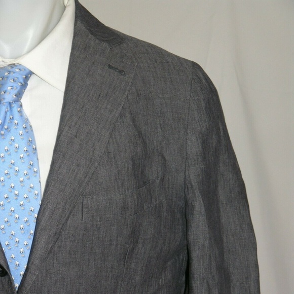 ARI Linen Cotton Blend Gray Woven Three Burton Blazer 42R - Picture 1 of 9